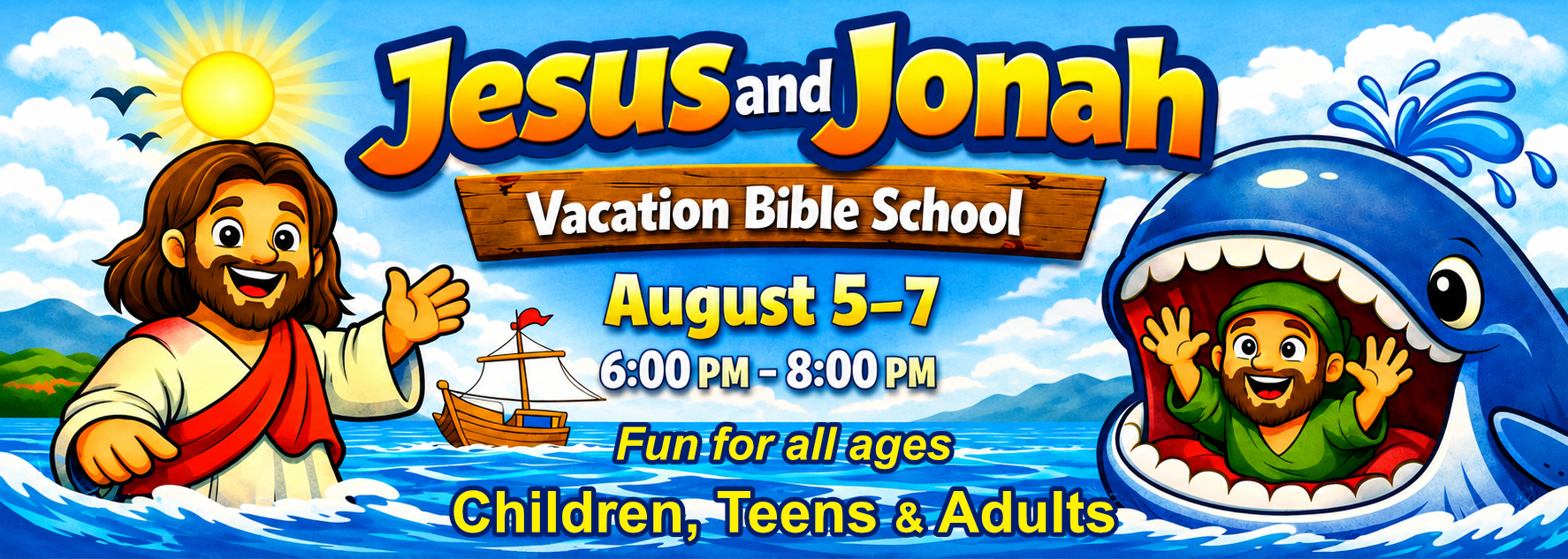 "Jesus & Jonah" VBS - Aug 5-7, 6-8pm
